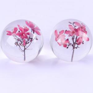 Cheap Artificial Transparent Paperweight , Clear Epoxy Resin Ball With Real Dry Flower Inside for sale