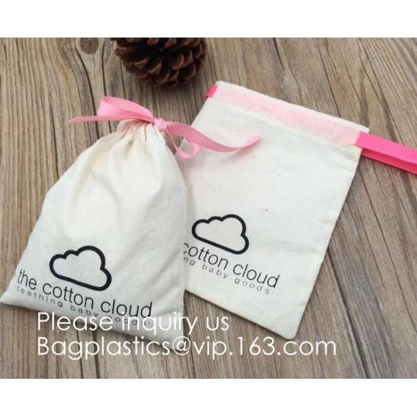 Black Cotton Linen Packaging Pouch With Grosgrain Ribbon,Linen Grid Printed Drawstring Storage Bag Pouch Organizer BEGAS