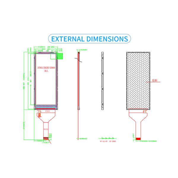 376x960 2.8 Inch TFT Display Module MIPI RGB Interface For Headset AR VR