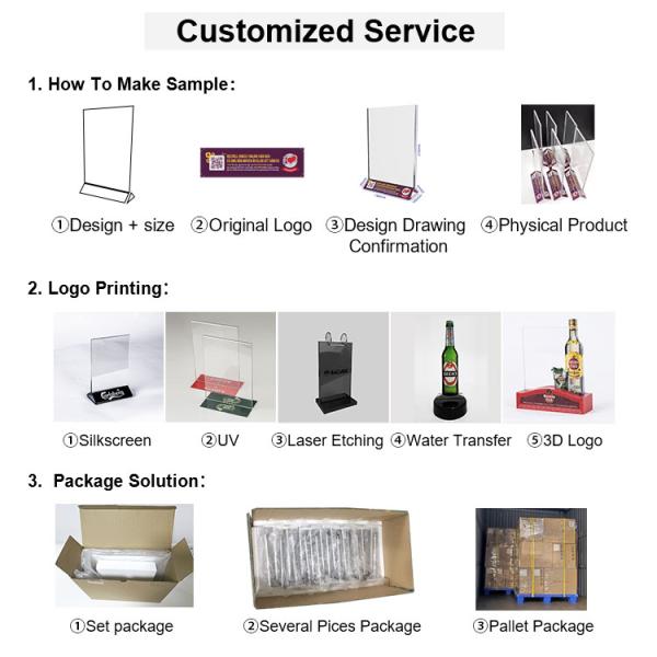 Brand Advertising Baterry Supply Light Up Printed Electronic Menu Stand Acrylic Menu Holder LED Custom