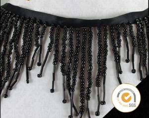 Cheap Wholesale Black Bead Fringes Trim Beaded Trimming Embroidery Applique Trimming for sale