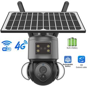 Cheap IP65 Waterproof 4G Solar Wifi Camera With Red Blue Alert Lighting for sale