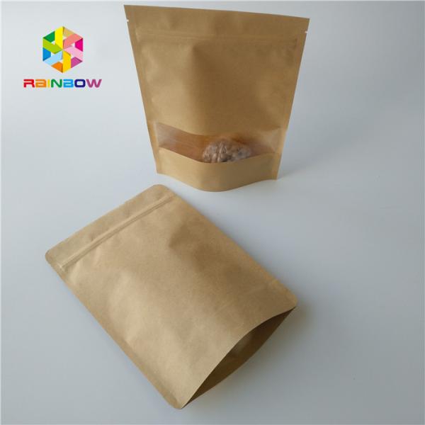 Brown Kraft Paper Bag Packaging Filter Coffee Powder Bags Matt Surface With Window