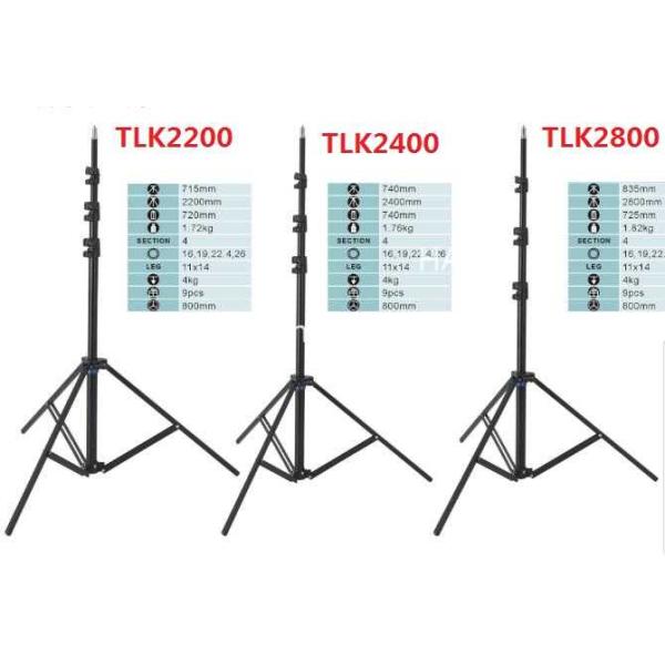 1.9 - 3.8 M Tripod Light Stand Aluminum Plastic Lock , Air Damped Fast Open Adjustable Tripod