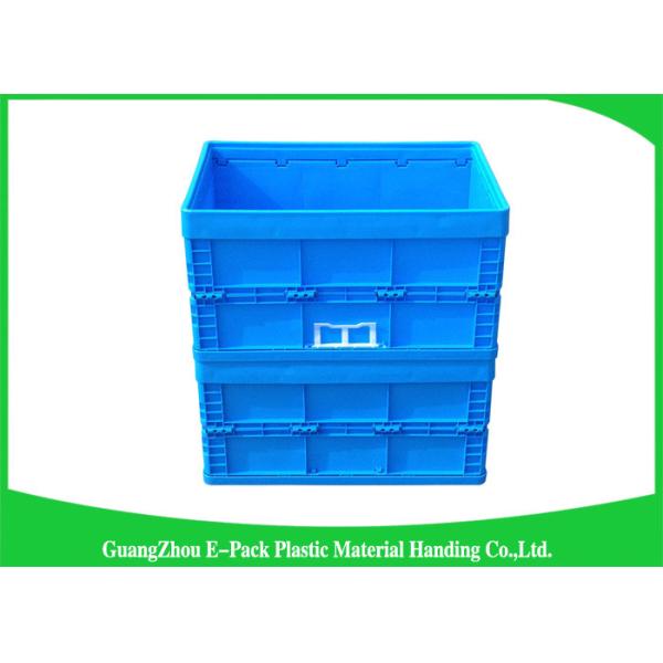 Blue Collapsible Plastic Containers with Attached Lids / Stackable plastic container