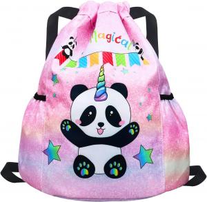 China Gym Beach Swim Travel Panda Mini Bag Backpack for Kids With 2 Water Bottle Holder on sale
