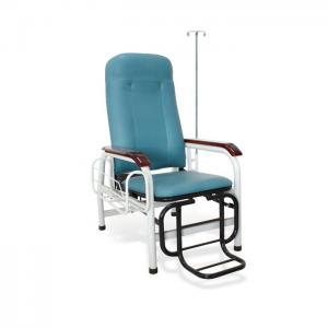 China Steel Pipe Wooden IV Pole Handrail Patient Transfusion Chair Green on sale