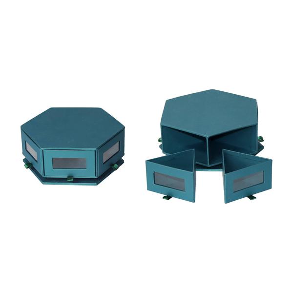 20*17.5*7.7cm Hexagon Chocolate Box , Rotating Gift Box Drawer Style For Confectionery