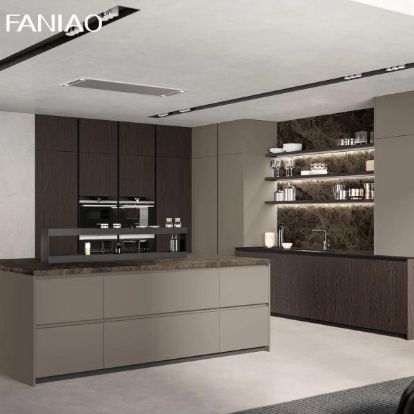 Villa Melamine Grey Luxury Large Solid Wood Modern Kitchen Cupboard Pantry Cabinet Set