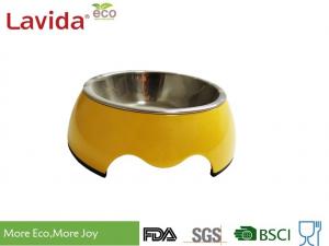Yellow Heat Resistance Melamine Pet Bowl Unbreakable Tasteless Free Of Heavy Metals