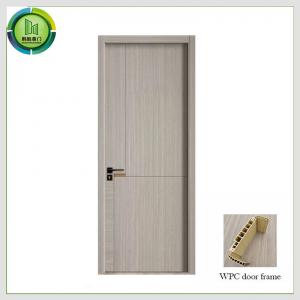 Cheap WPC Skin Single UPVC Patio Door ,  Moisture Proof Wooden UPVC Doors Hotel Use for sale