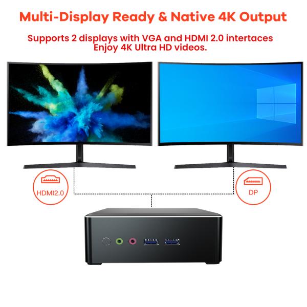 Radeon™ Vega 8 Graphics Amd Apu Mini Pc 2500U APU Metal Case 2 X SO-DIMM