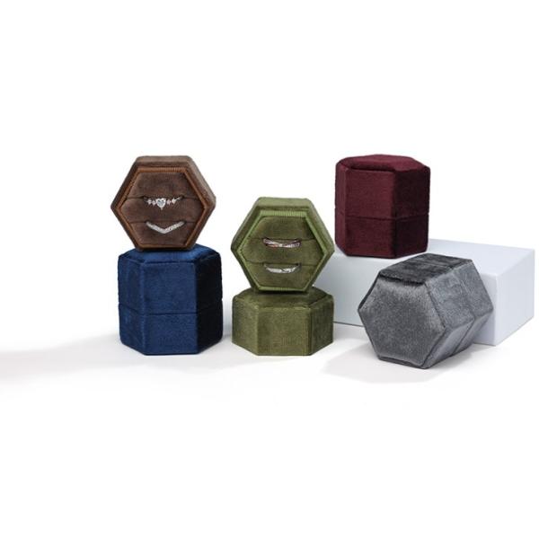 Jewelry Box Square Velvet Ring Box Retro Double Ring Box Flannel Earring Jewelry Box Jewelry Packaging Box