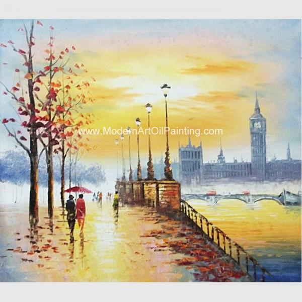 Quality Hand Painted Paris Oil Painting Acrylic  Scenery Building Eco Friendly For Wall Deco wholesale