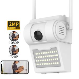 China 2MP HD Outdoor Wireless IP Camera With LED Wall Lamp Floodlight on sale