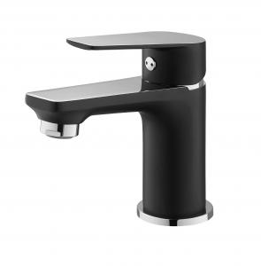 China Single Lever Wash Basin Faucet Cold and Hot Water Available Black and chrome on sale