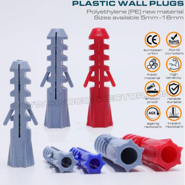 Plastic Screw Anchors (Wall Plugs, Expansion Plugs) Gray, Red or Blue Ø10 x 50mm 100pcs with Ø6~8mm Self-Tapping Screws for Wall Cabinets Expandable Plastic Wall Plugs (Screw Anchors, Drywall Anchors) Gray, Red or Blue Ø10 x 50mm 100pcs with Ø6~8mm Screws for Home Decor