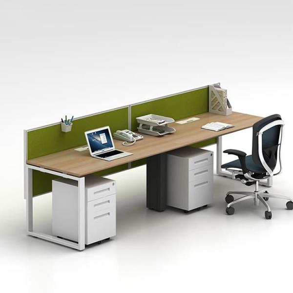 2 Person Modular Working Table Size 2400mm With Fabric Partition