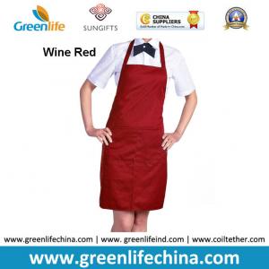 Cheap Polyester wine red advertisement apron ready for logo printing men women tool accessory for sale