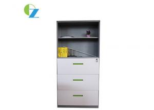 Cheap Modern Office Steel Filing Cabinet With Shelves Above Three Drawer Green Handle for sale