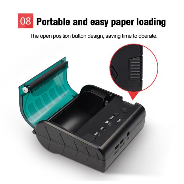 Portable Bluetooth Thermal Printer 80mm POS Receipt Printer