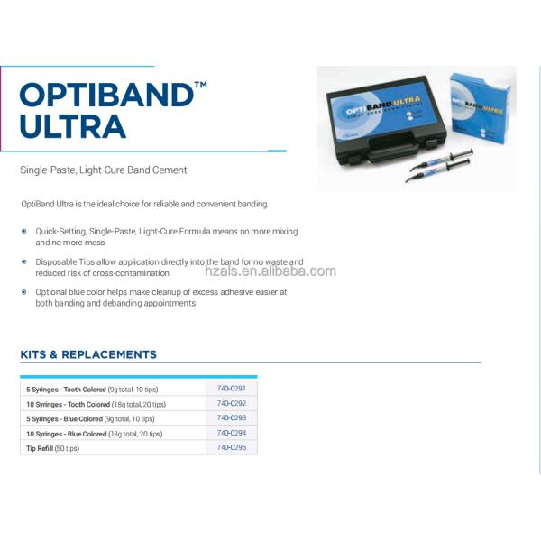 Ormco Optiband Ultra 10 Syringes Kit 744-0294 Orthodontic Band Blue Cement with and 1 Year Shelf Life