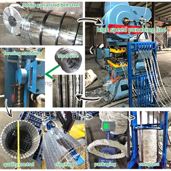 Clipped Concertina Razor Wire Galvanised Steel 300 MM Concertina Fencing