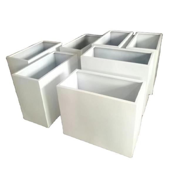 Metal white oblong flower pot large decorative rectangle flower box
