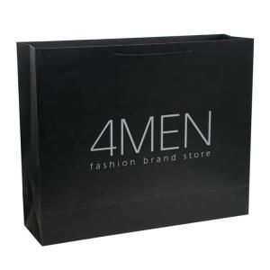 Cheap Custom Matt Lamination Luxury Black Packaging Paper Bags For Clothes Packaging for sale