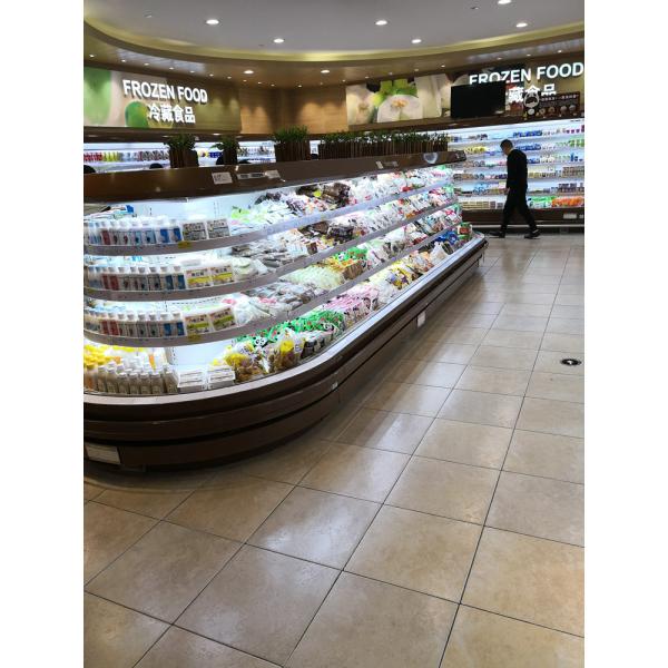 Semi Vertical Supermarket Open Display Fridge Round Island Refrigerator