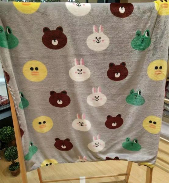Quality Teddy Bear Cartoon Print Blanket / Animal Print Baby Flannel Blanket Eco Friendly wholesale