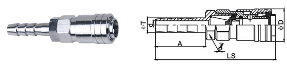 Korean Type Pneumatic Quick Release Coupling , LSQ-DD Nickle Plated Pneumatic Connectors