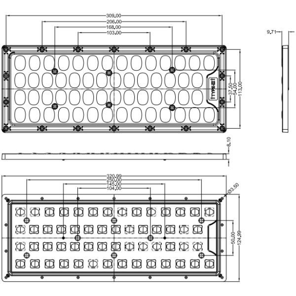 XH56TYPE3-320124JY-BAA Four 3030 Integrated 56 In 1 Street Lamp Lens TP3