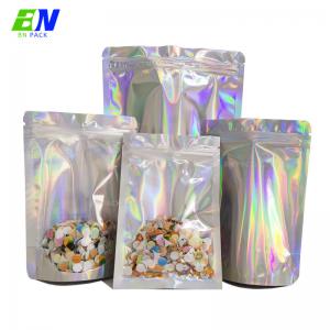 China Smell Proof Die Cut 3.5g Holographic Mylar Bag Custom Gummies Edible Candy Printed Bag on sale
