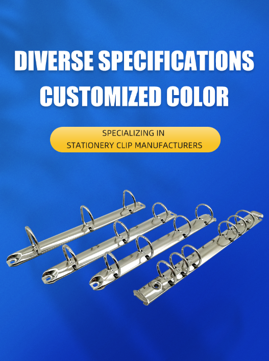 Enhanced Type Three Ring Binder Hardware Matte Black A4 Ring Binder Mechanism 11 Inch