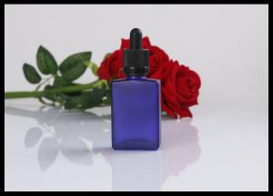 Cheap Flat Square Essential Oil Glass Bottles Blue Matte Color For Perfume Packing for sale