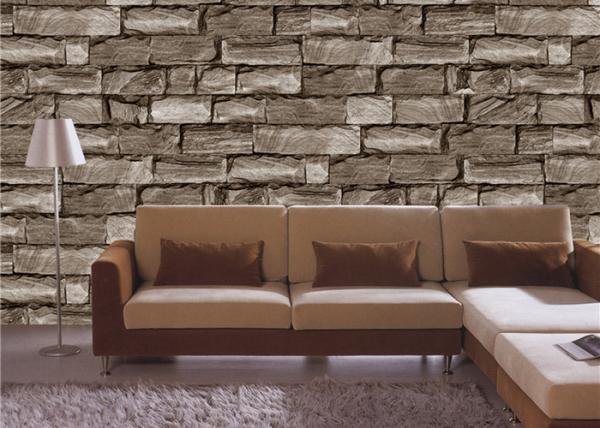 Quality Gravel PVC 3D Home Wallpaper for bedroom / house walls , Soundproof wholesale
