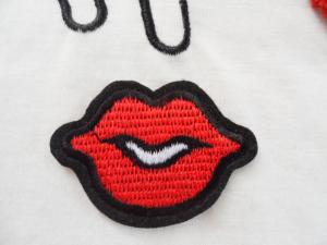 Cheap Hot Fix Motif  Red Lip Embroidery Applique for sale