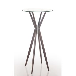 Cheap Metal Wood Frame 60x110cm Tall Glass Bar Table for sale