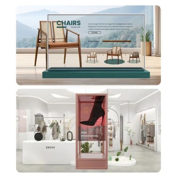 55 Inch Interactive Touch Advertising Screen Smart OLED Transparent Advertising Display Cabinet for Exhibition Jewelry Luxury Display