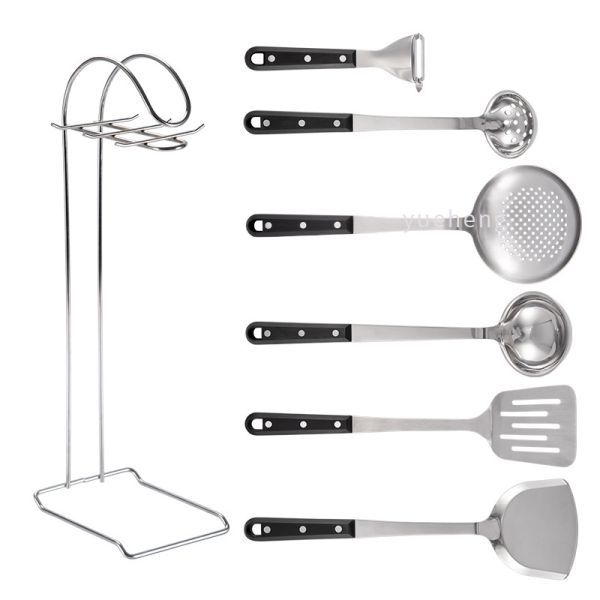 7PCS Kitchen Utensils Cooking Tool Accessories Stainless Steel Utensil Set Tools with pOM handle