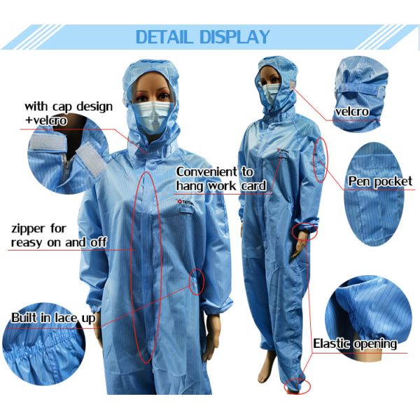 Anti Static Washable Polyester Carbon Fiber ESD Workwear
