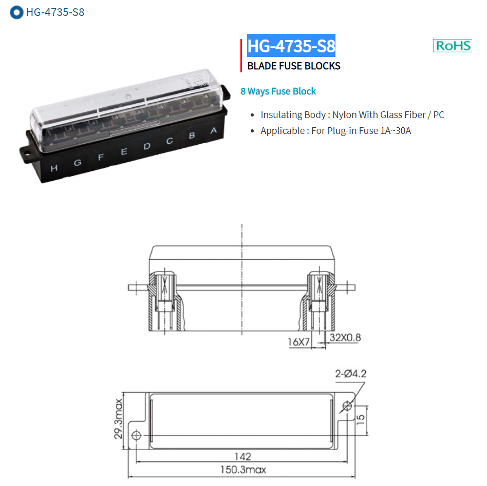 8 In 8 Out Ways Car Auto Automotive Fuse Box For ATY Standard Blade Fuse