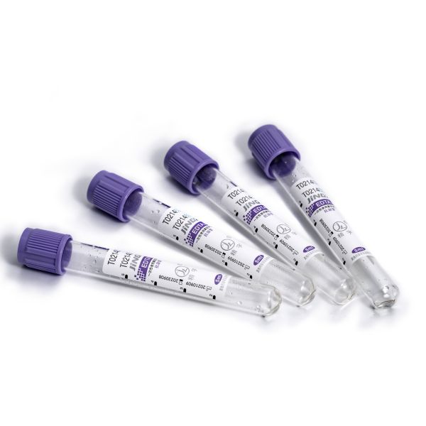 Plastic And Glass 13*100mm Purple Cap Blood Test Tube With Press Cap Closure