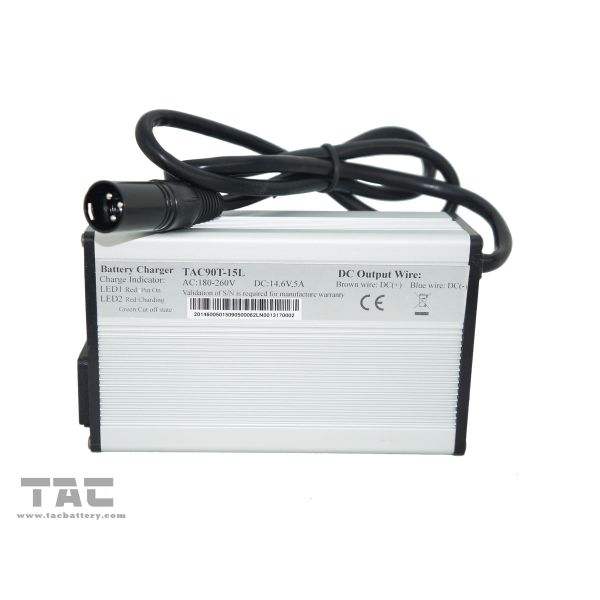 14.6V 5A Portable Battery Chargers Aluminum Shell Material For 4S LiFePO4 Battery Pack