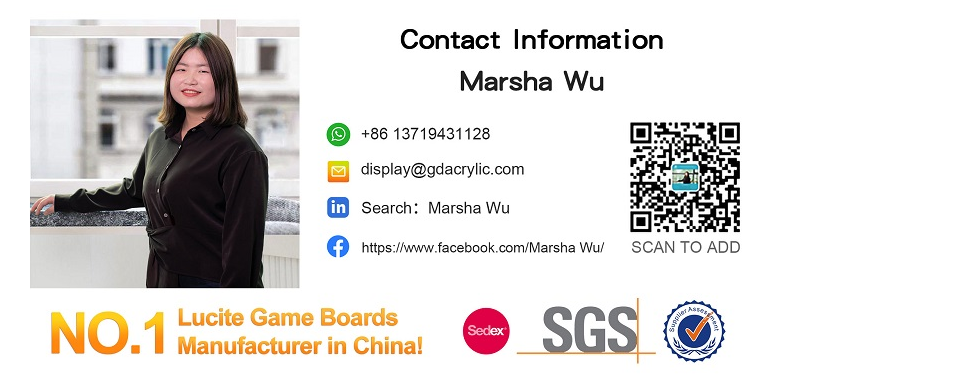 China Manufacturer Custom Removable Chess Board Folding Acrylic Lucite Backgammon Table