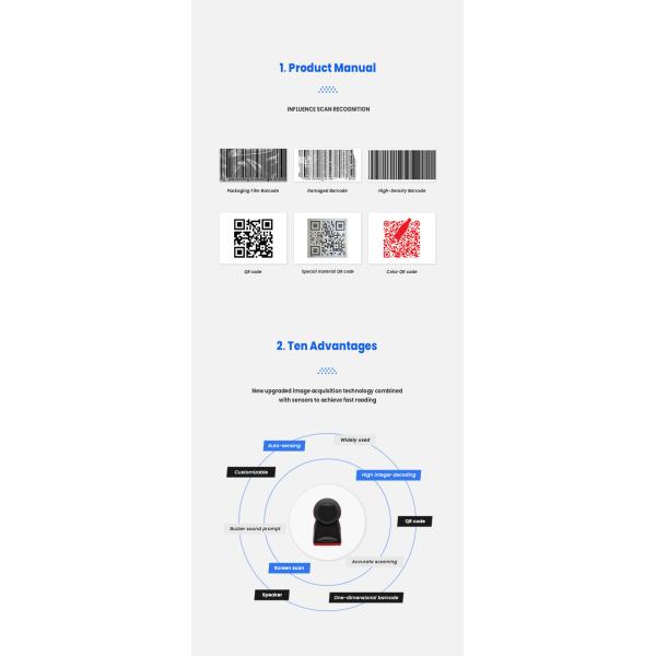 Desktop 300dpi Automatic Barcode Reader / Carav Retail Store Barcode Scanner