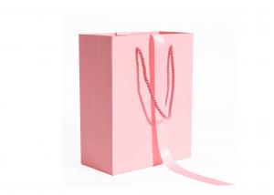 Cheap Custom Logo Romantic Pink Underwear Shopping Paper Bag With Rope Handles for sale