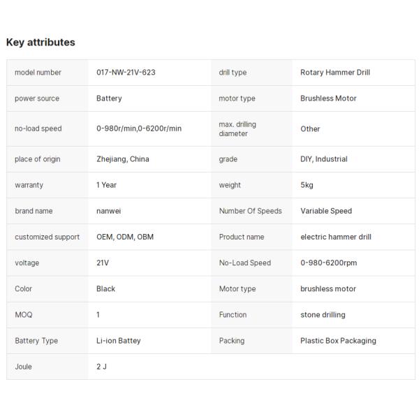 Demolition Walls Brushless Rope Hammer Impact Wireless Drilling Machine Multi Functional Industrial Concrete Crush Stones