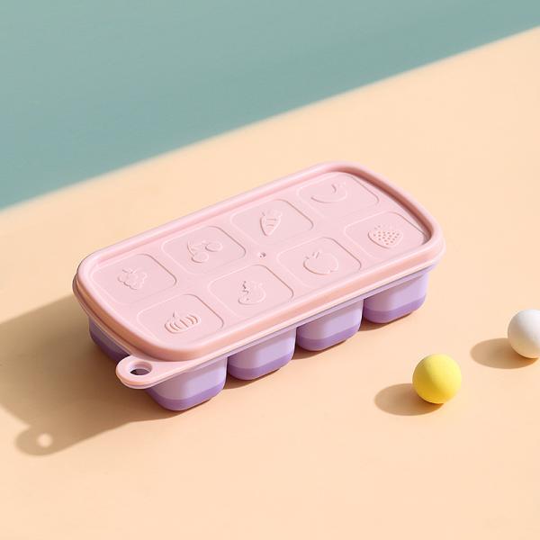 Ice Cube Tray With Lid And Bin, 4 Pack Silicone Plastic Ice Cubes Trays For Freezer With Box/Container, Stackable With Storage Iced Bucket Kits, Scoop